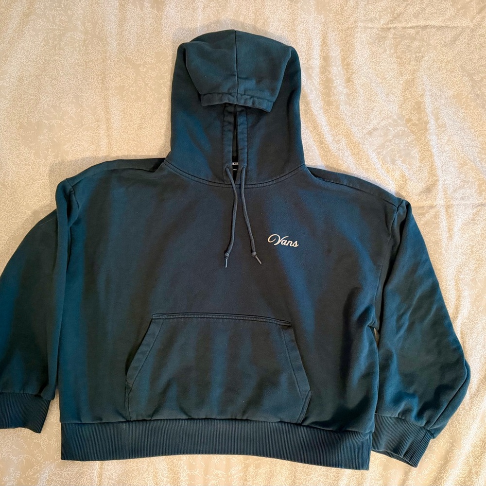 Vans Dark Teal Pullover Crop Hoodie Large